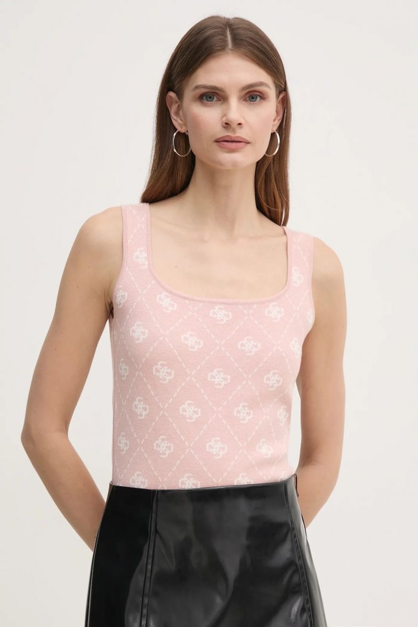 Top s prímesou vlny Guess SARAH ružová farba, W4BR0C Z3JD2