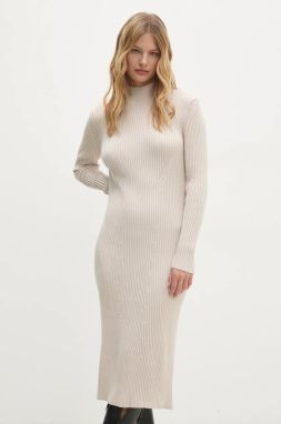 Šaty Answear.LAB béžová farba, midi, priliehavá