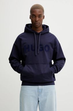 Bavlnená mikina HUGO Ditchle čierna farba, s kapucňou, s potlačou, 50529090