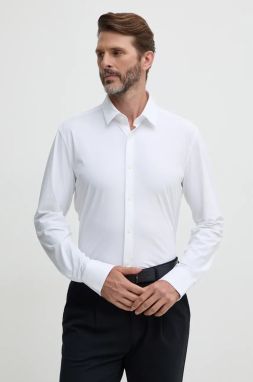 Košeľa BOSS P-HANK-s-kent-C1-222 pánska, biela farba, regular, s klasickým golierom, 50503554