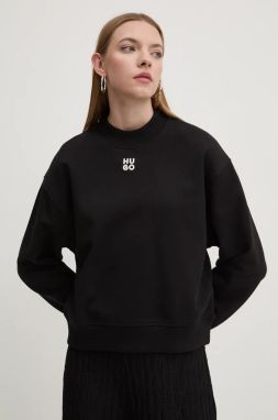 Bavlnená mikina HUGO Daxandria dámska, čierna farba, jednofarebná, 50527463