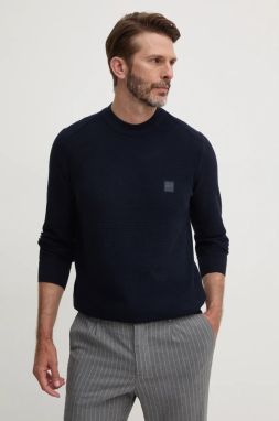 Sveter s prímesou kašmíru Boss Orange Anion_S tmavomodrá farba, tenký, 50527584