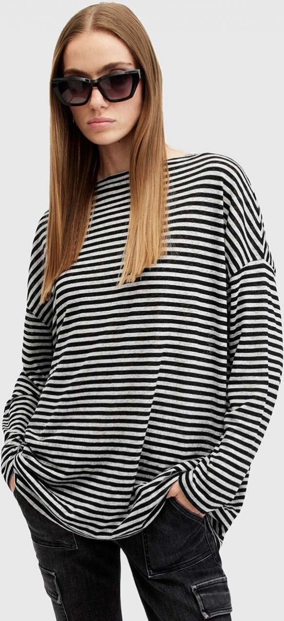 Blúzka AllSaints RITA STRIPE TEE dámska, biela farba, vzorovaná, W003JY