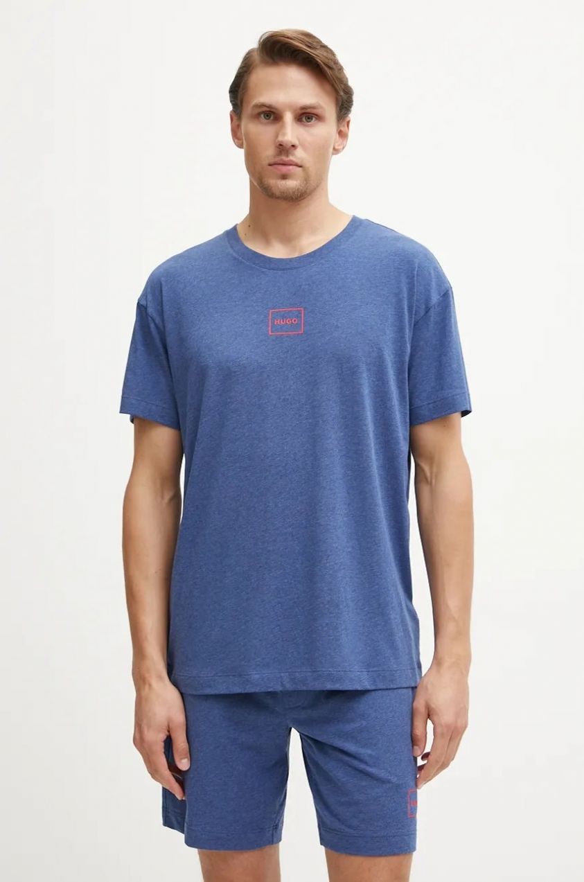 Tričko HUGO Laze T-Shirt tmavomodrá farba, s potlačou, 50525236