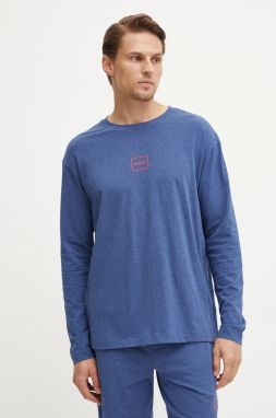 Tričko s dlhým rukávom HUGO Laze Longsleeve tmavomodrá farba, s potlačou, 50525229