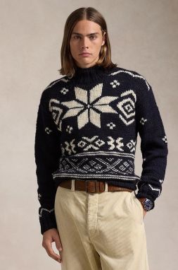 Vlnený sveter Polo Ralph Lauren pánsky, teplý, s rolákom, 710949302