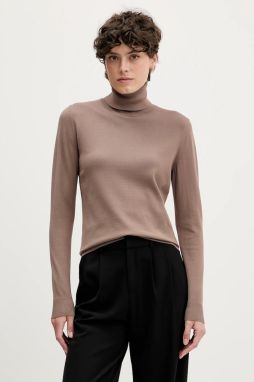 Sveter Sisley čierna farba, ľahký, s rolákom, 17Q3M2178