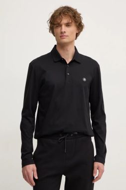 Bavlnené tričko s dlhým rukávom BOSS C-Paley 01 čierna farba, melanžové, 50523917