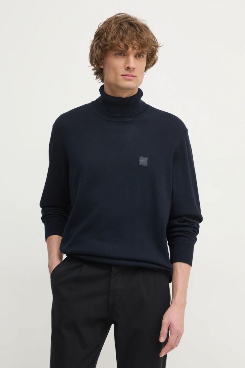 Sveter s prímesou kašmíru Boss Orange Akiro_S béžová farba, tenký, s rolákom, 50527573