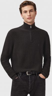 Sveter s prímesou vlny AllSaints ASPEN šedá farba, s polorolákom, M090KB