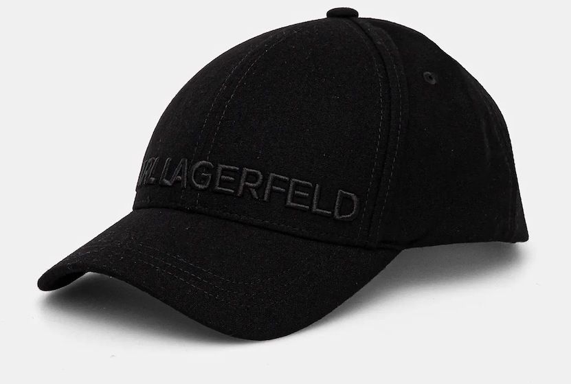 Vlnený šilt Karl Lagerfeld čierna farba, s nášivkou, 544121.805614