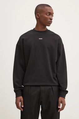 Bavlnená mikina HUGO Dapocrew pánska, čierna farba, jednofarebná, 50525892