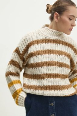 Sveter Answear.LAB dámsky, hnedá farba, teplý, s polorolákom