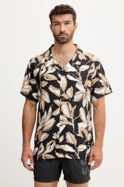 Košeľa BOSS Beach Shirt čierna farba, regular, 50535793