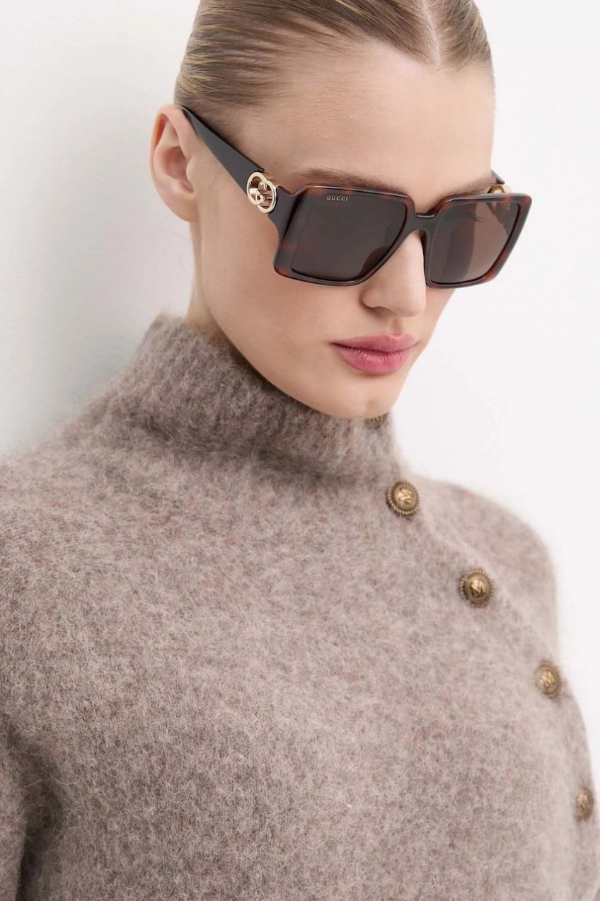 Slnečné okuliare Gucci dámske, hnedá farba, GG1692S,