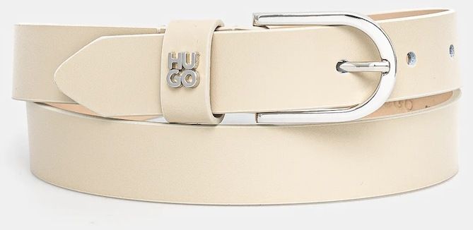 Kožený opasok HUGO Zoey_HU-GO_Sz25 dámsky, béžová farba, 50536866