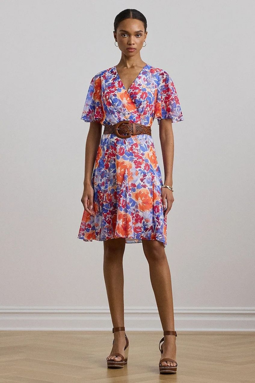 Šaty Lauren Ralph Lauren biela farba, mini, áčkový strih, 250957086