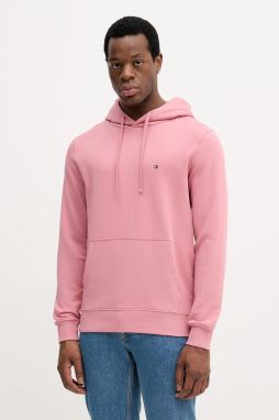 Bavlnená mikina Tommy Hilfiger žltá farba, s kapucňou, melanžová, MW0MW37235