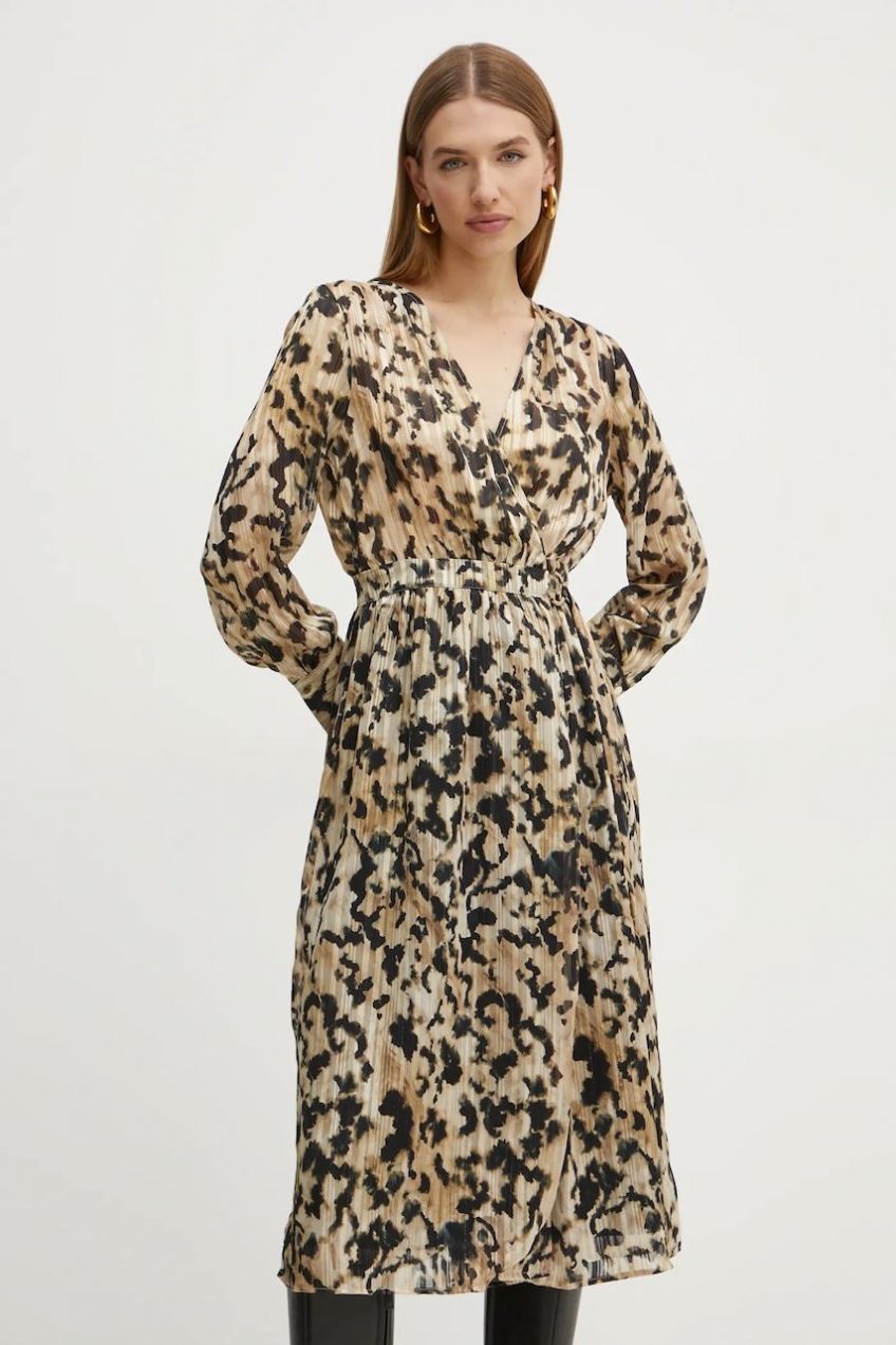 Šaty Morgan RILOV.F béžová farba, midi, rovný strih, RILOV.F