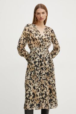 Šaty Morgan RILOV.F béžová farba, midi, rovný strih, RILOV.F