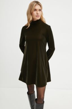 Zamatové šaty MAX&Co. zelená farba, mini, áčkový strih, 2426226014200