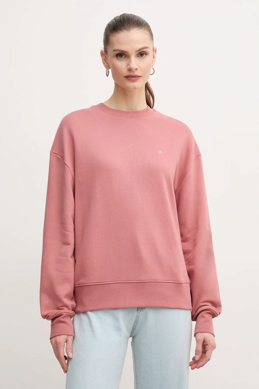 Bavlnená mikina Calvin Klein dámska, oranžová farba, jednofarebná, K20K208092