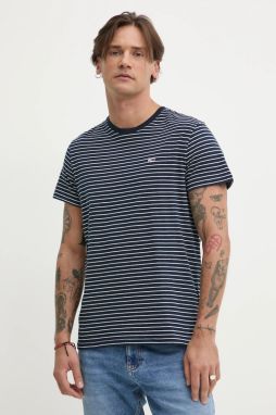 Bavlnené tričko Tommy Jeans pánske, tmavomodrá farba, vzorované, DM0DM20377