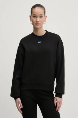Bavlnená mikina Hugo Blue Delessa_B_1 dámska, čierna farba, s nášivkou, 50534344