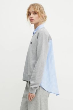 Mikina Karl Lagerfeld IKON dámska, šedá farba, vzorovaná, A1W20084