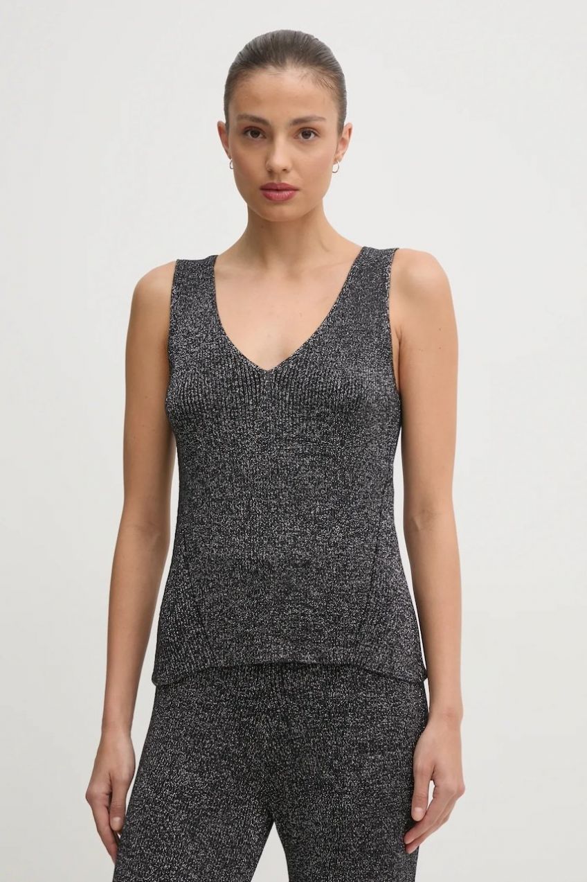 Top United Colors of Benetton dámske, strieborná farba, 1194DH016