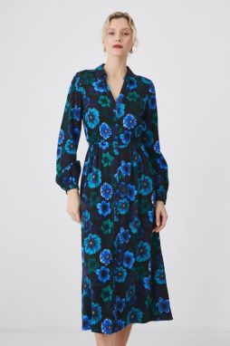 Šaty Medicine čierna farba, midi, áčkový strih