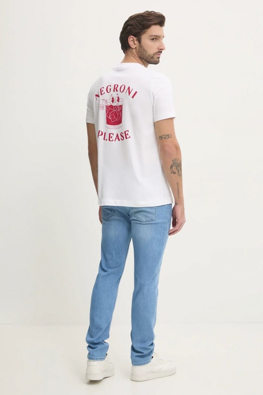 Bavlnené tričko Joop! pánske, biela farba, s potlačou, 30045502