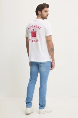 Bavlnené tričko Joop! pánske, biela farba, s potlačou, 30045502