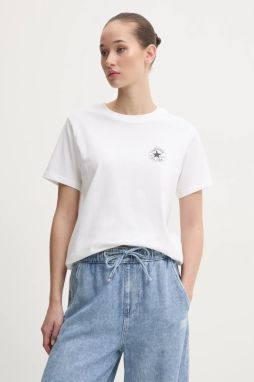 Bavlnené tričko Converse dámske, béžová farba, 10027570-A01