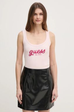 Top Guess CHENILLE dámsky, ružová farba, W5RP03 KA0H1