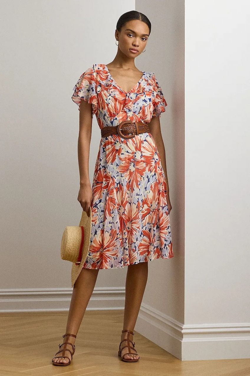 Šaty Lauren Ralph Lauren biela farba, mini, áčkový strih, 250957395