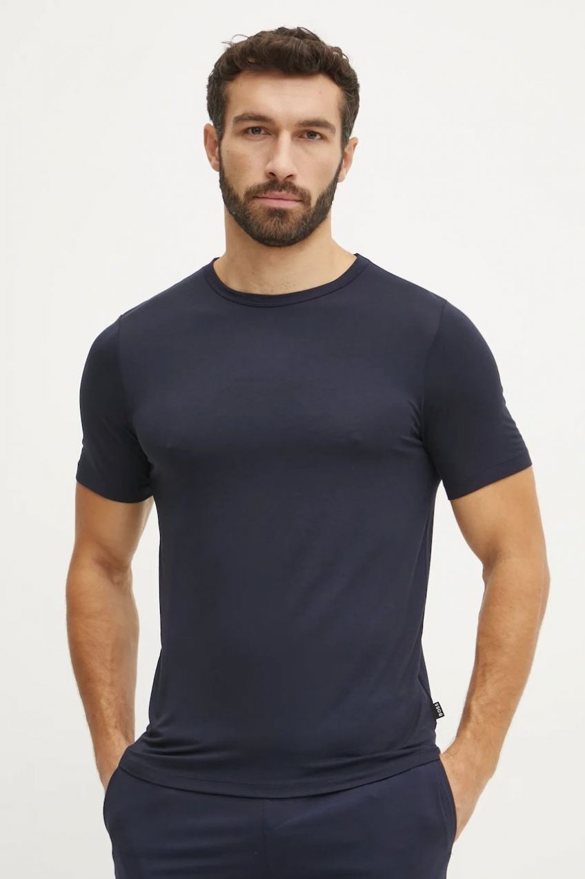 Tričko BOSS 3-pak TShirt RN 3P Bamboo pánske, tmavomodrá farba, jednofarebné, 50534019