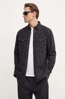 Rifľová košeľa G-Star Dakota slim pánska, čierna farba, slim, s klasickým golierom, D23616-D540,