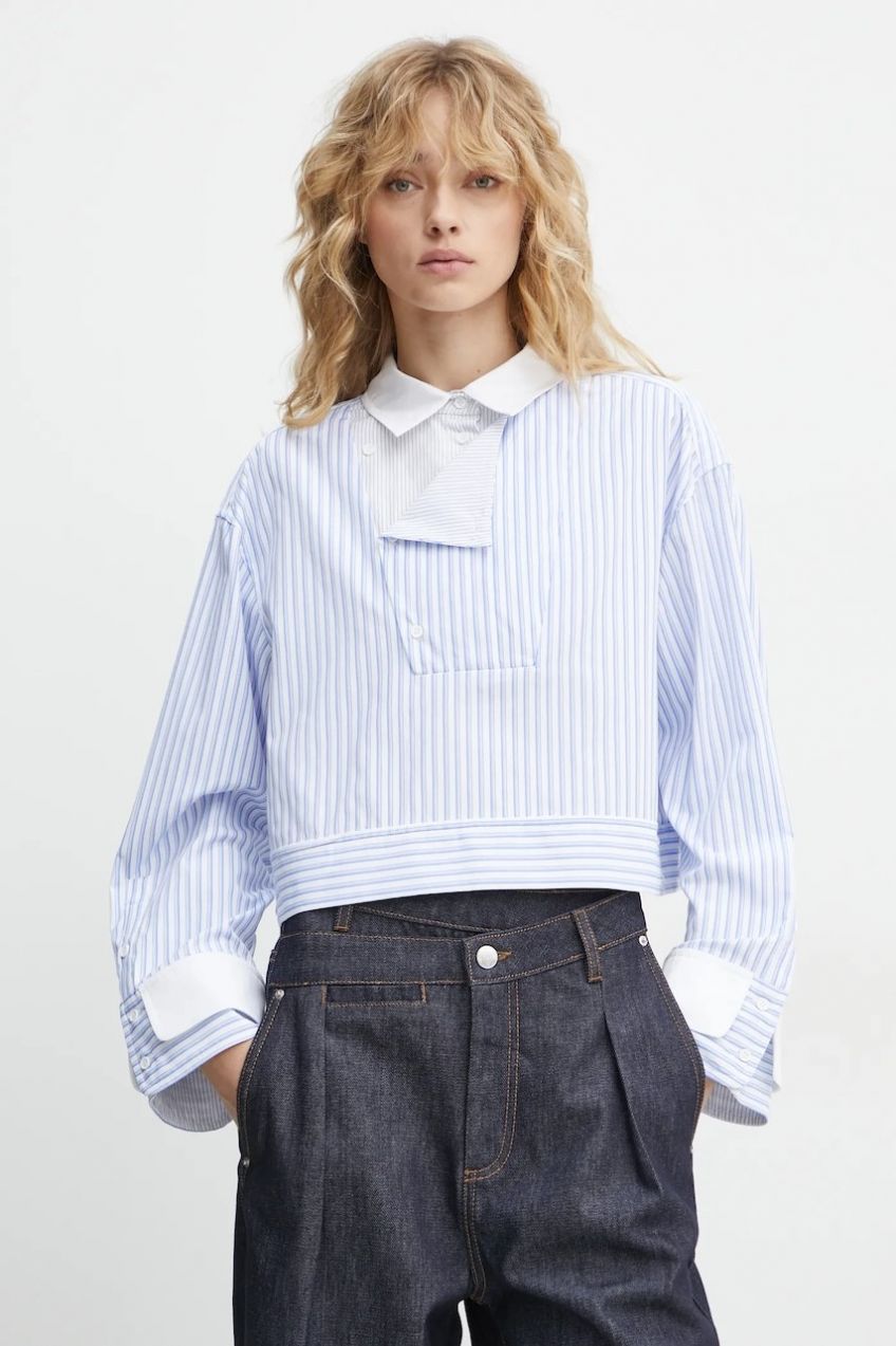 Blúzka MUNTHE SPACE dámska, biela farba, vzorovaná, 244101424424