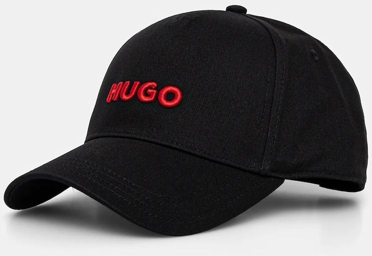 Bavlnená šiltovka HUGO Jude čierna farba, s nášivkou, 50533410