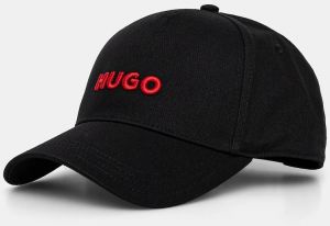 Bavlnená šiltovka HUGO Jude čierna farba, s nášivkou, 50533410