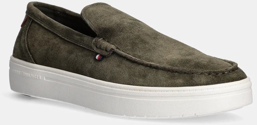Semišové mokasíny Tommy Hilfiger MODERN LIGHT HYBRID SUEDE LOAFER pánske, zelená farba, FM0FM05354