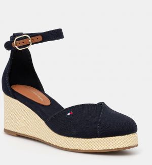 Espadrilky Tommy Hilfiger FLAG CLOSED TOE MID WEDGE ESPAD tmavomodrá farba, FW0FW08657