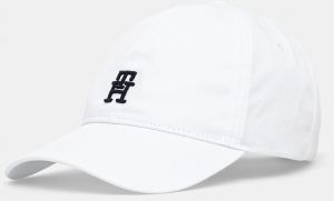 Bavlnená šiltovka Tommy Hilfiger biela farba, s nášivkou, AM0AM13542