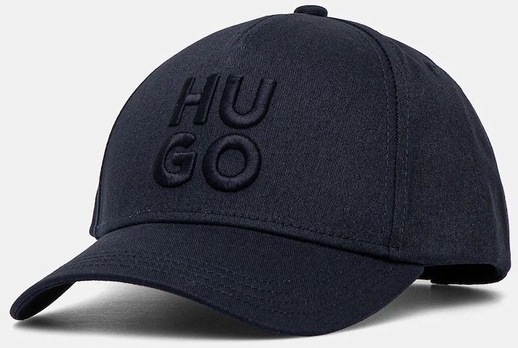 Bavlnená šiltovka HUGO Jude-Stacked tmavomodrá farba, s nášivkou, 50533409