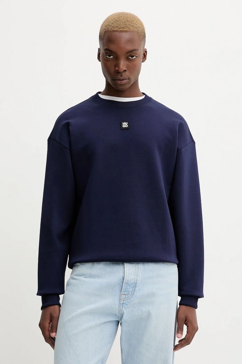 Mikina HUGO Dettil čierna farba, s nášivkou, 50533689