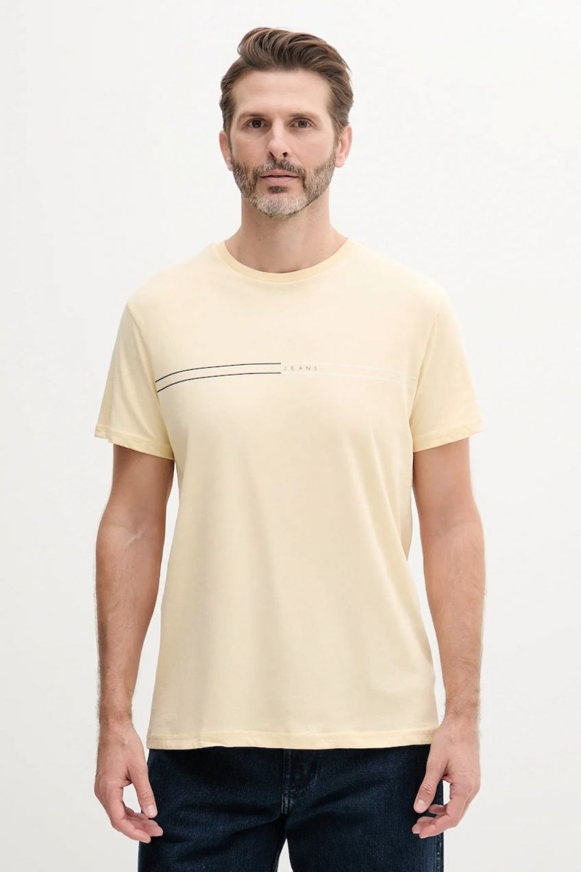 Tričko Tommy Jeans pánske, žltá farba, s potlačou, DM0DM20779