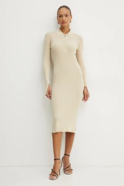 Šaty Patrizia Pepe béžová farba, midi, priliehavé, 8A1491 K078
