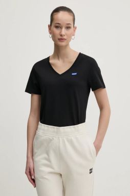 Bavlnené tričko Hugo Blue Classic V_B dámske, čierna farba, 50513667