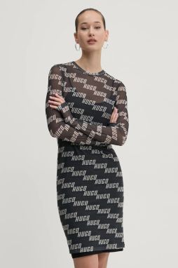 Šaty HUGO zelená farba, mini, priliehavé, 50534848